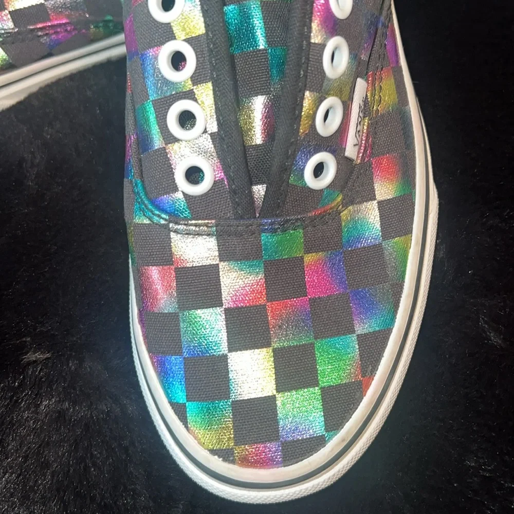 🎯VANS•METALLIC CHECKERBOARD LOW TOP LACE UP•SIZE M4|W5.5|EUR35 - Picture 4 of 15
